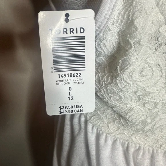 Torrid tank top with lace bodice, adjustable straps size 0-12 - Picture 4 of 4